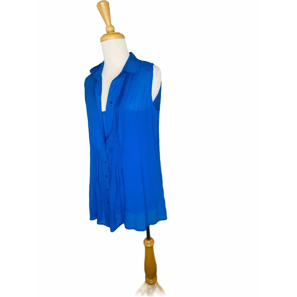New with Tags Fever Ladies Sleeveless Tunic Top Layered Size Small Cobalt Blue - Picture 8 of 10
